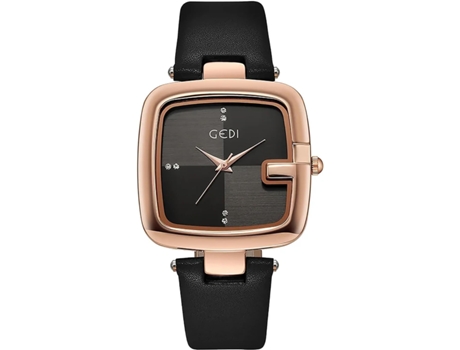 VEANXIN Relojes impermeables con correa de cuero de alta calidad con esfera de diamantes cuadrada grande-Marrón