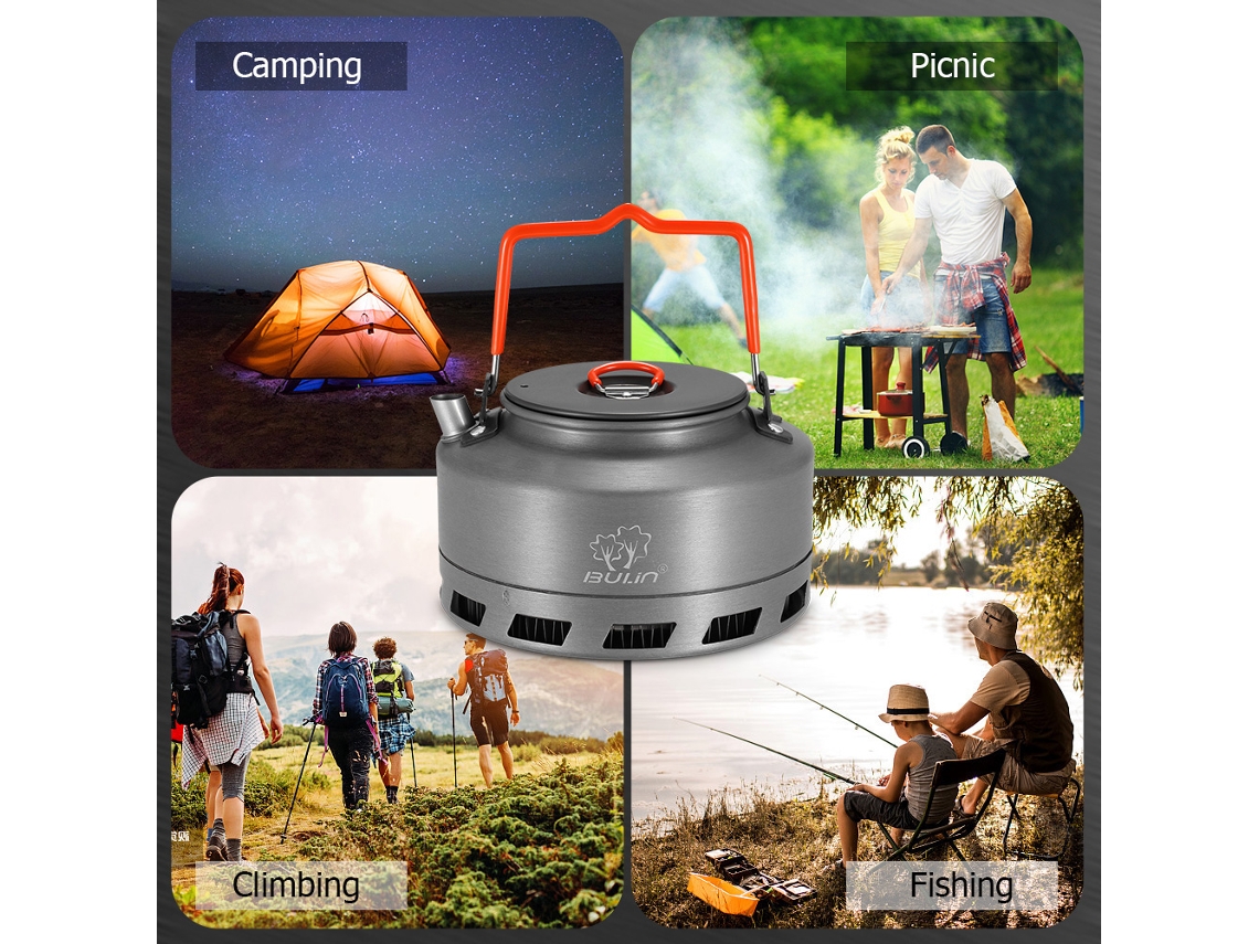 Hervidor Portátil De Aluminio De 1,1 L Para Camping, Senderismo Y Picnics Con Asa Plegable Y Bolsa De Transporte.
