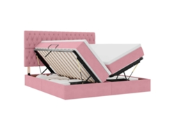 Maison Exclusive - Cama De Almacenamiento Led Con Colchón Rosa 180 X 200 Cm