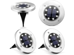 2026-32224-luces Solares Exteriores De Disco Con 8 Led Impermeables Para Jardín Paisajismo Blanco