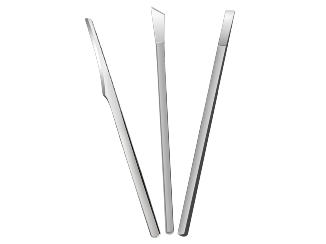 Tres kits profesionales de pedicura, que incluyen cuchillas de acero inoxidable, y kits portátiles para el cuidado de las córneas.