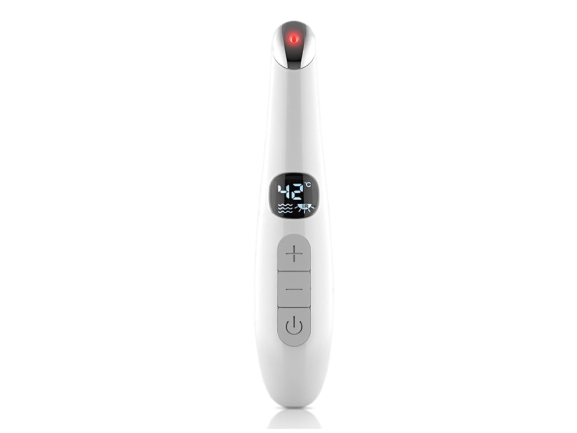 Varita de levantamiento de ojos con luz roja vibratoria 3 en 1, pantalla LCD de 37 °C a 45 °C, masajeador de ojos para líneas finas y R USHION