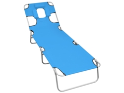Tumbona Lounger Plegable con Cojín Cabeza Acero Azul Turquesa