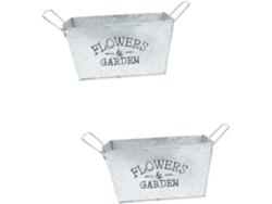 Maceta Rectangular Galvanizada De 2 Piezas Con Asas.