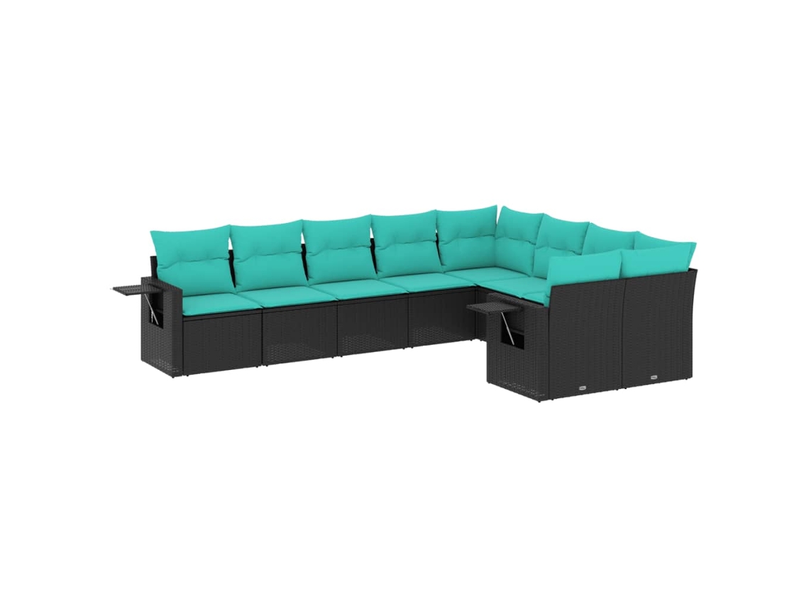 Maison Exclusive - Conjunto De Sofá De Jardín De 9 Piezas Con Cojines, De Poliratán Negro