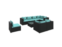 Maison Exclusive - Set De Muebles De Jardín 9 Pzas Y Cojines Ratán Sintético Negro
