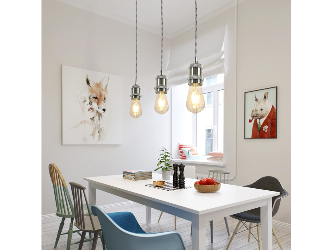 Lámpara de techo colgante E27 de 1 luz, estilo industrial, color plata Zmh