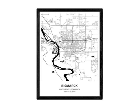 Poster NACNIC Mapa de Bismarck USA (A3)
