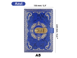 Libreta numérica retro para contraseñas, con candado, tamaño A5, ideal para hombres y mujeres (azul)