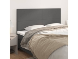 Cabeceros 4 Unidades De Cuero Sintético Gris 80x5x78/88 Cm