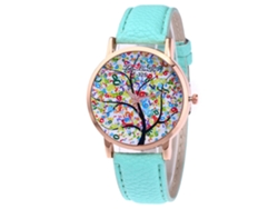Reloj De Pulsera De Cuarzo Con Correa De Cuero Para Mujer Y Hombre (menta)
