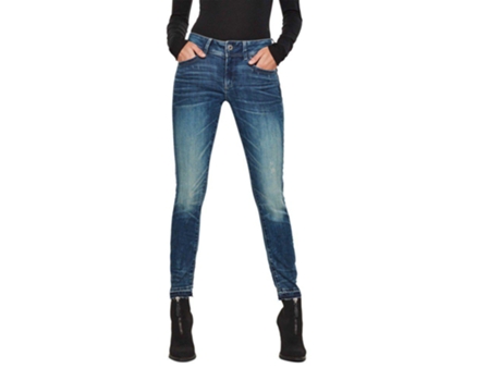 G-Star Lynn Mid Waist Skinny Ripped Edge Ankle Jeans