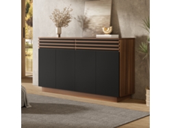 Aparador 150 X 40 X 85 Cm - 2 Cajones Y 4 Puertas, Diseño Moderno - Negro Y Marrón