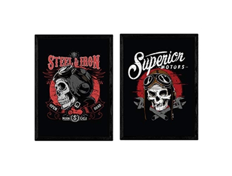 Póster NACNIC de Calaveras y Cascos Moto. Decorativa de Diseño.