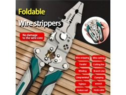 Plateadoipree Pelacables Plegable Alicates Crimpado Multifunción Polea Divisor Cables Electricista Herramienta Bobinado Gestión
