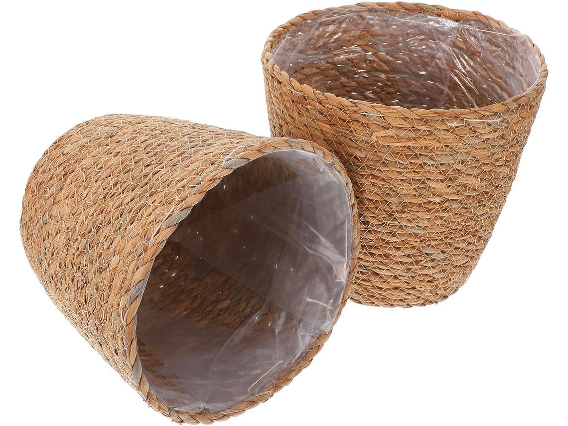Juego De 2 Cestas Tejidas De Junco Marino De 30 Cm, Para