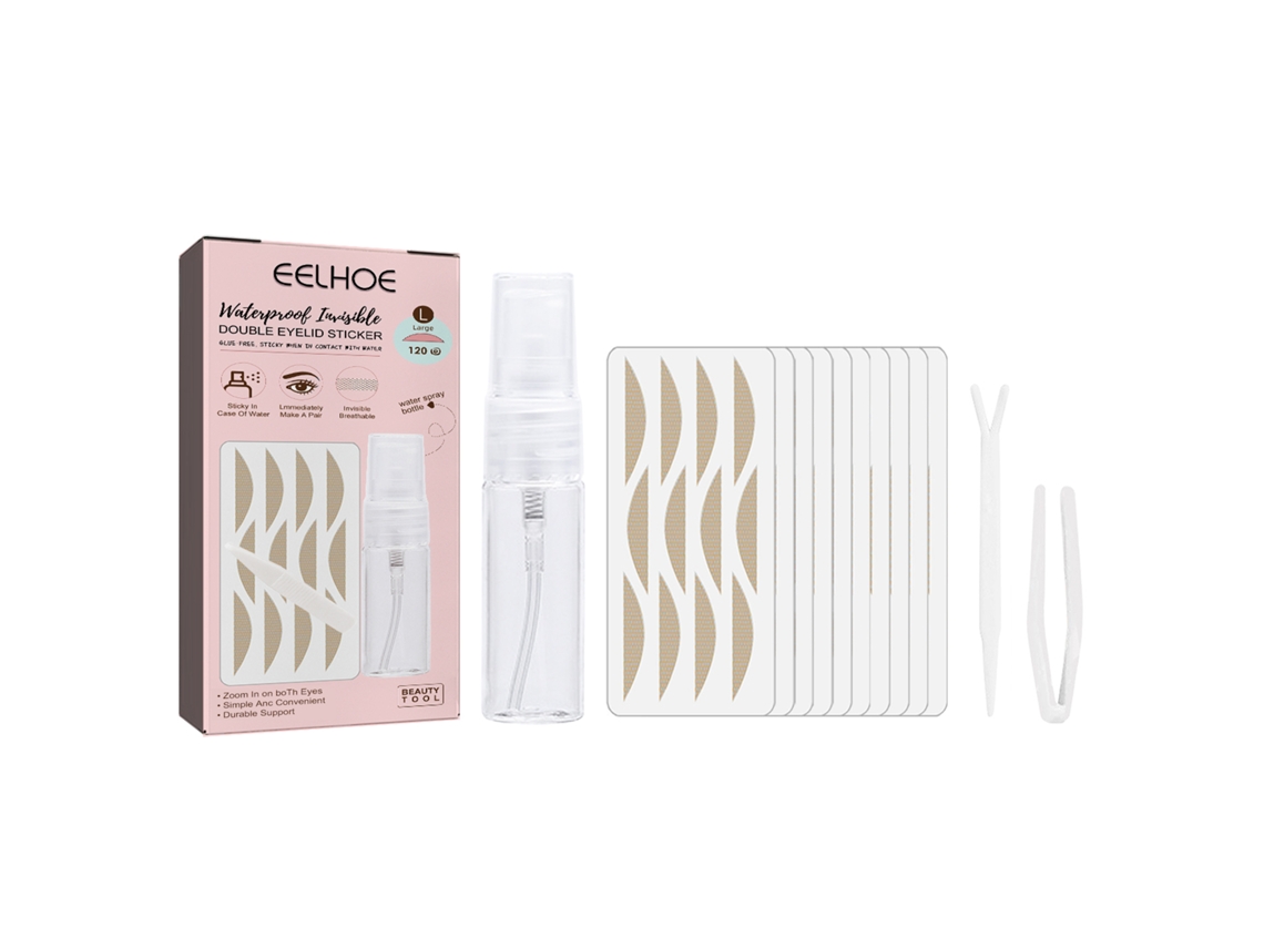 Juego de cintas adhesivas para párpados con fuerte adherencia y fácil aplicación.