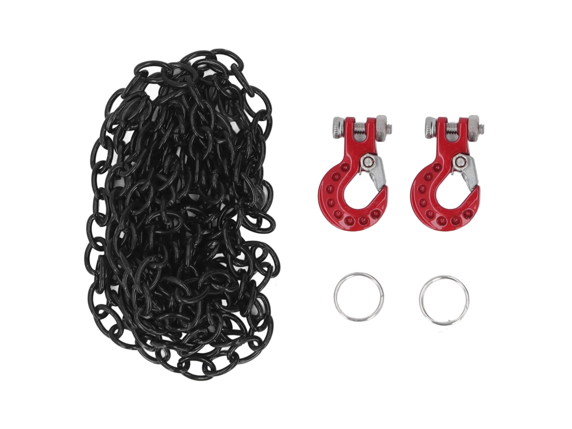 Juego De Gancho Y Cadena De Arrastre Para Coche Rc, Decoración De Accesorios Mejorada, Compatible Con Scx10 D90 1/10 Crawler Rojo