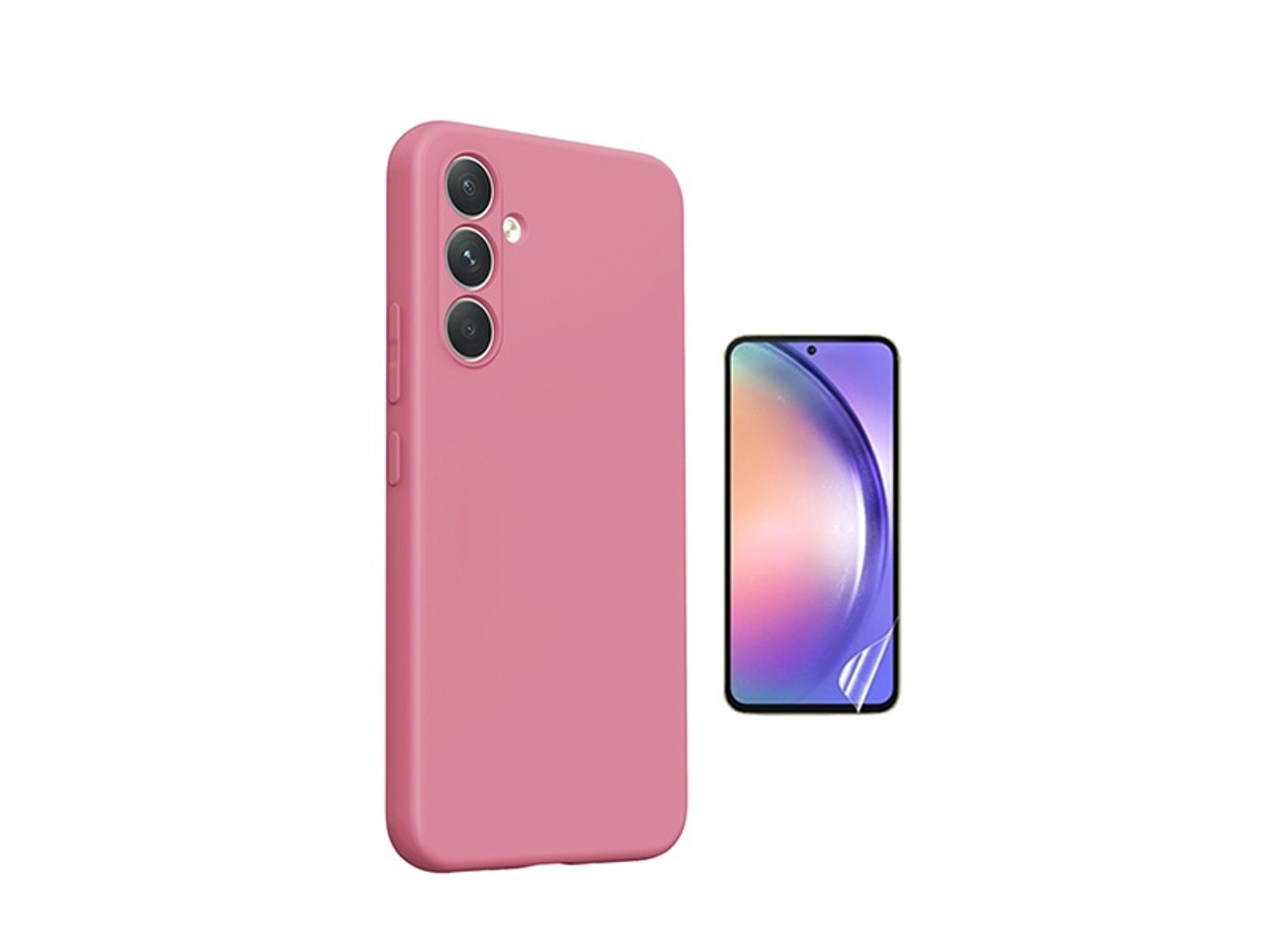 Kit De Película De Hidrogel Frontal De Cobertura Completa Funda De Silicona Líquida Phonecare Para Samsung Galaxy A27 5g - Rosa