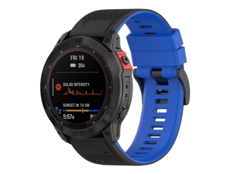 Correa Smartwatch para Garmin Fenix 7 Silicona Bicolor (Negro Azul)