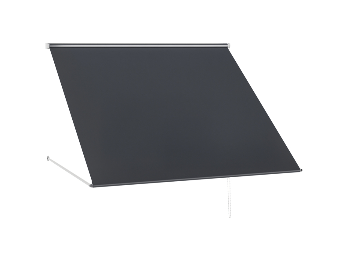 Toldo Exterior De Aluminio, 150x120 Cm, Inclinación Regulable, Protección Uv, Gris Oscuro.