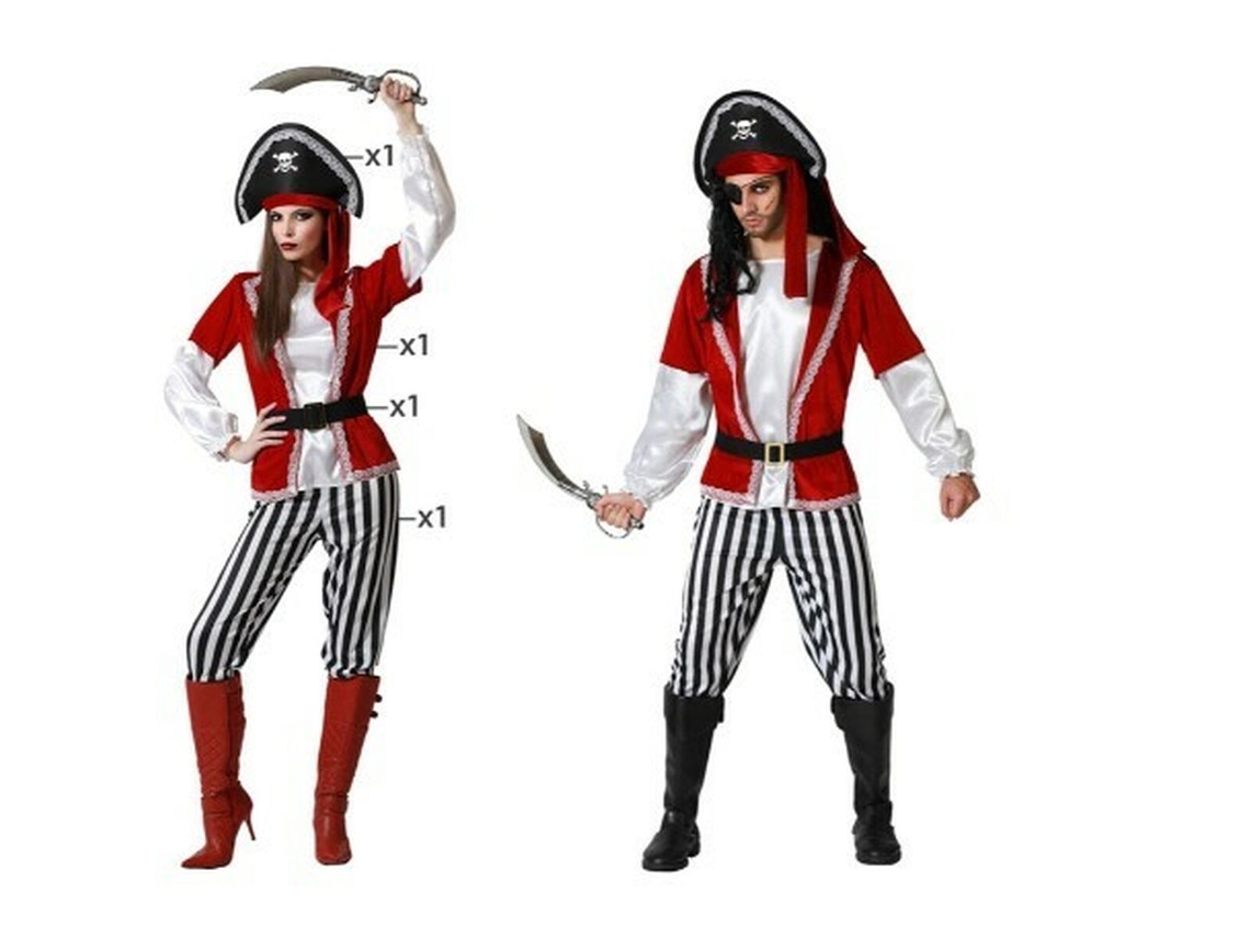 Disfraz para Adultos Pirata Rojo - XS/S
