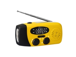 Radio portátil de emergencia Yuysan HN 071 FM/AM, con recarga solar, dinamo de manivela, linterna LED, 2000 mAh, alarma SOS amarilla
