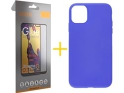Kit Carcasa y Protector de Cristal Full iPhone 11 Pro Skyhe Silicone Azul