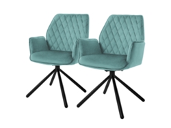Conjunto de 2X Cadeiras de Jantar ML-DESIGN em Veludo Verde Sage com Assento Giratório Ergonómico