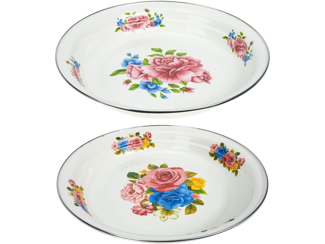 Pratos De Esmalte Grosso Para Servir Frutas E Sobremesas, Conjunto De 2 Peças, Design