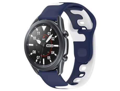Correa de reloj inteligente para Samsung Galaxy Watch3 45 mm 22 mm Silicona de doble color (azul + blanco)