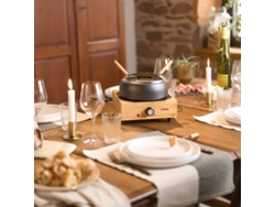 Livoo Olla de fondue para 8 personas negro y madera 2 L 800 W