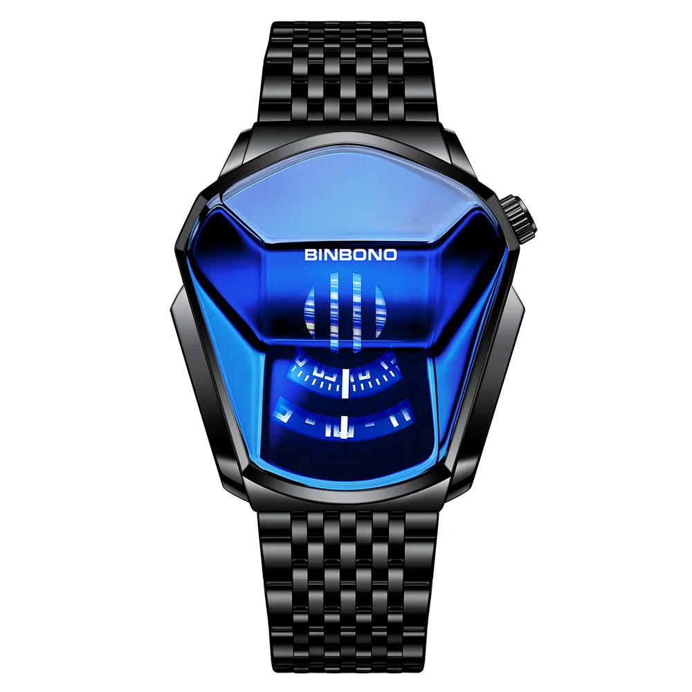 Reloj De Cuarzo Para Hombre (negro/azul), Luminoso, Resistente Al Agua.