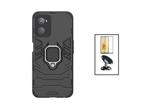 Kit De Película De Vidrio Templado De Cubierta Completa 5D 3X1 Soporte De Coche Magnético De Defensor Militar Para OPPO A96 - Negro PHONECARE