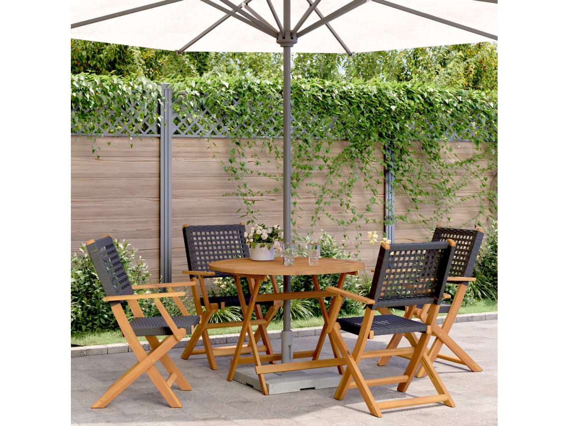 Juego de comedor de jardín de 2 piezas de mimbre de pie/madera maciza negro Wsd145197 Lovely Home
