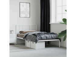 Estructura Cama Sin Colchón Con Cabecero Metal Blanco 90x190 Cm