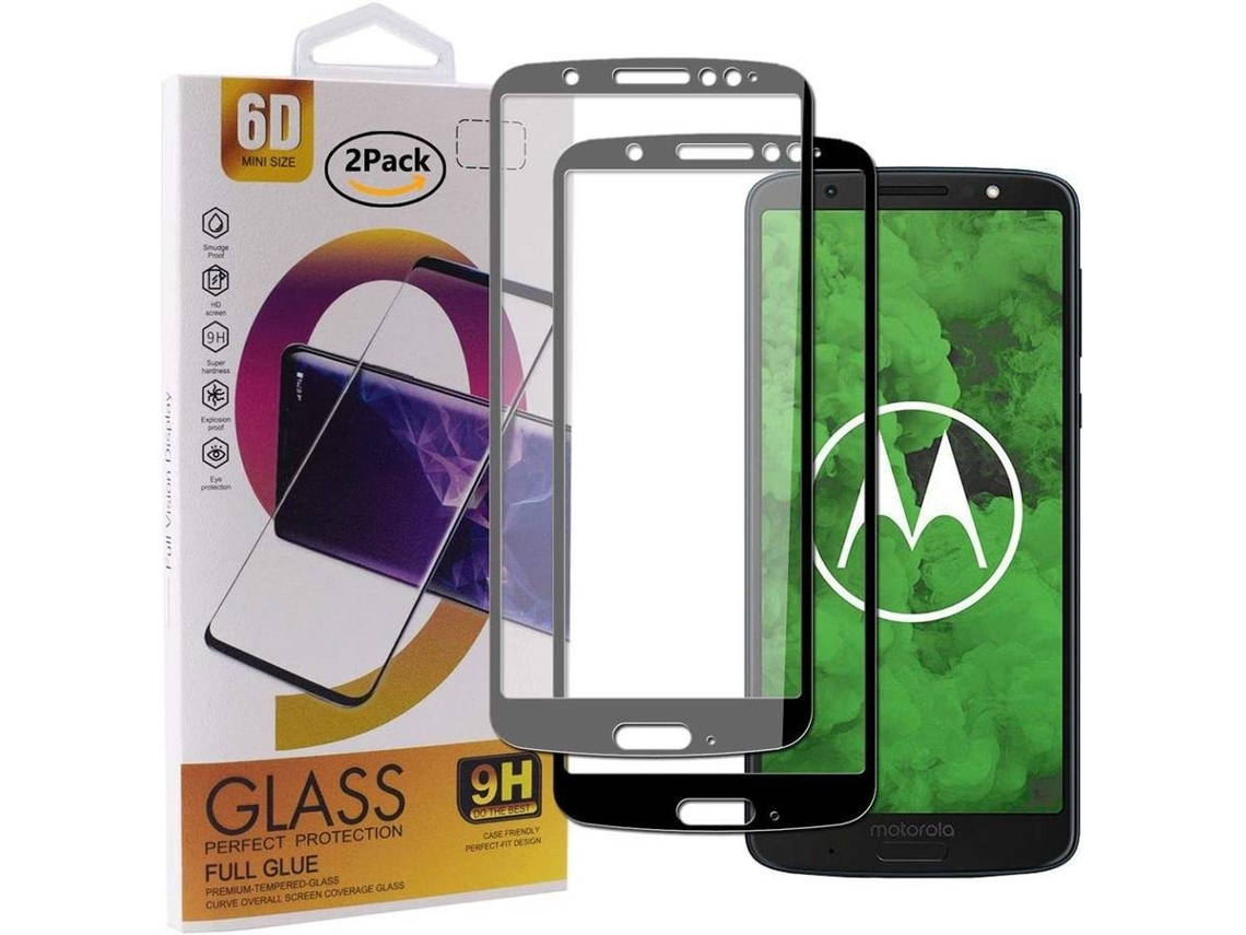 Protector Cristal Templado Motorola Moto G6 Plus HONGWE. Cobertura Completa Negro