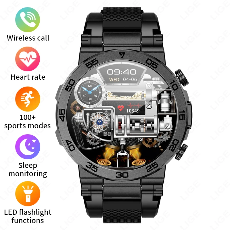 Reloj Inteligente (negro), Ideal Para Deportes Al Aire Libre, Llamadas Bluetooth, Monitorización De La Salud Y Resistente Al Agua.