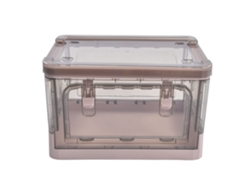 Caja De Almacenamiento Plegable Rosa De 35 Litros Con 4 Ruedas, Puertas Laterales, Apilable, Pp