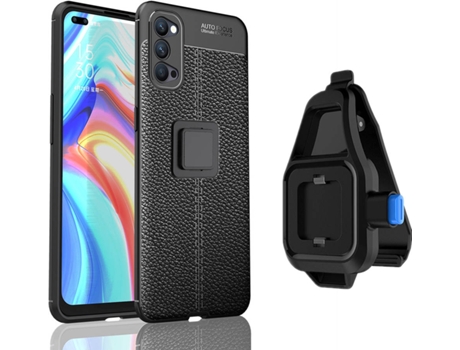 Funda Oppo Reno4 5G Rugged Leather con Soporte de Cintura Negro