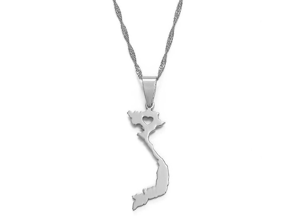 Collar Con Colgante De Vietnam Para Mujer Y Hombre, Joyería De Oro, Cadena Con Mapa De Vietnam 005221