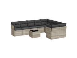 Maison Exclusive - Set Sofás Jardín 10 Pzas Con Cojines Ratán Sintético Gris Claro
