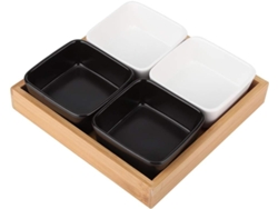 Bandeja De Cerámica Para Servir Con Separadores. Bandeja De Servir Negra Y