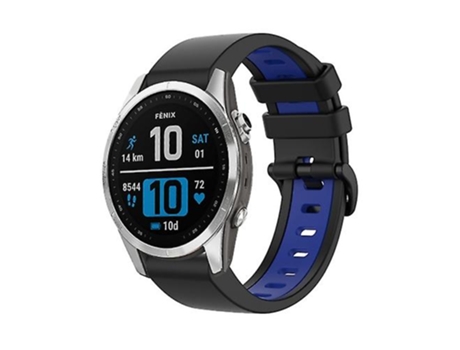 Correa para reloj deportivo Garmin Fenix 7S de silicona de 22 mm, bicolor, negro y azul VENISYMLIS