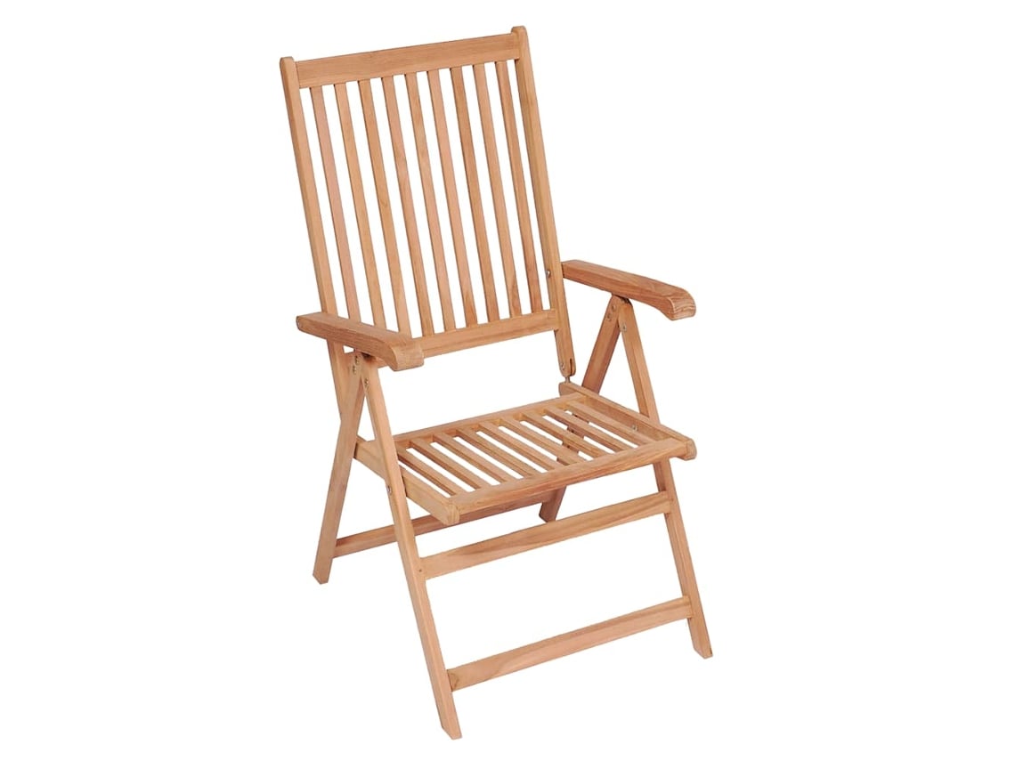 Juego de 6 sillas de jardín reclinables de madera maciza de teca MAISON EXCLUSIVE (6 piezas)