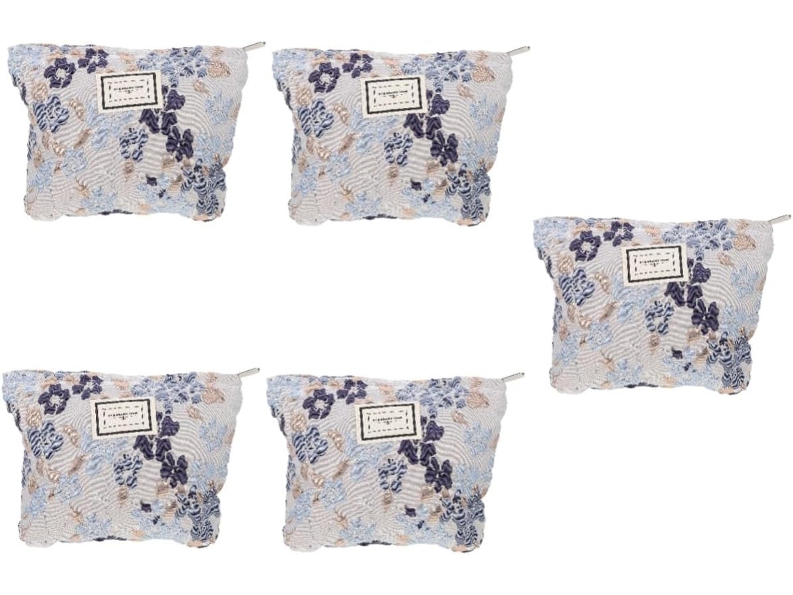 Neceser Portátil De 5 Piezas Con Relieve, Elegante Accesorio De Viaje Para Cosméticos.