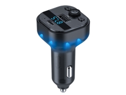Transmisor de FM YIZHOOD C1 Bluetooth Audio Reproductor de MP3 para coche Radio automática Manos libres tipo C USB 3.1A Cargador rápido negro