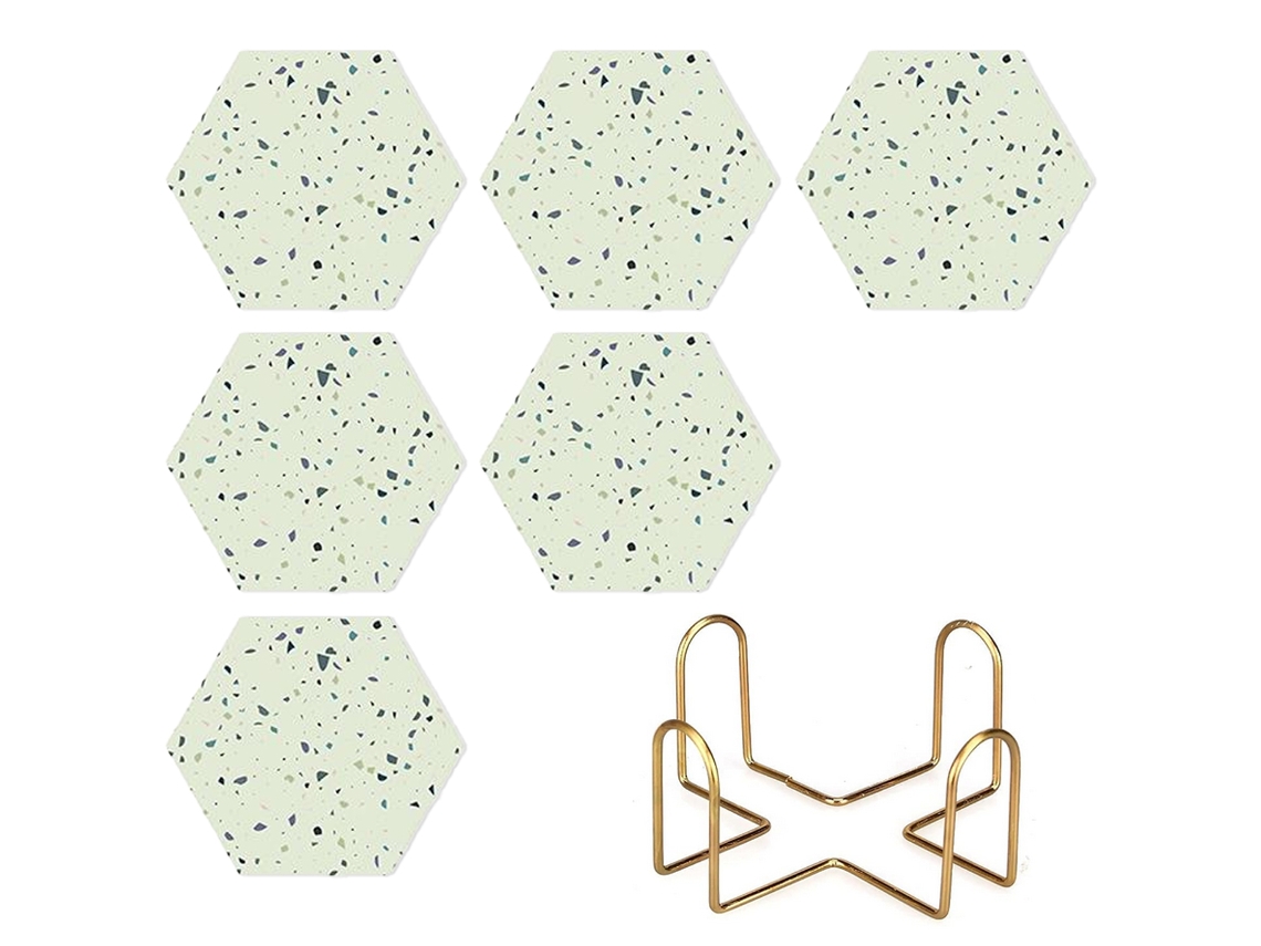 Posavasos de cerámica absorbente en forma hexagonal, modernos TRUYUETY
