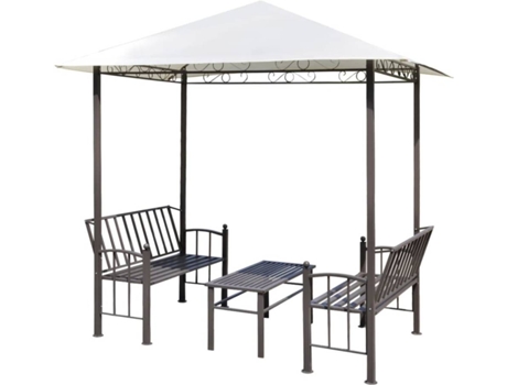 vidaXL Pérgola de jardín con mesa y bancos 2,5x1,5x2,4 m