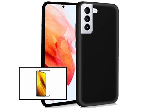 Carcasa + Protector Samsung Galaxy S21 FE PHONECARE Silicona Liquida Negro